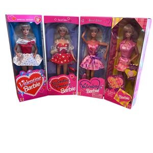 Mattel Valentine Barbie Doll Lot 4 Special Edition 1990s Pink Red NEW NIB